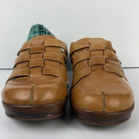 Dr Schols Brenna beige tan crochet woven platform heel slip on clog mules size 9 - Picture 3 of 11